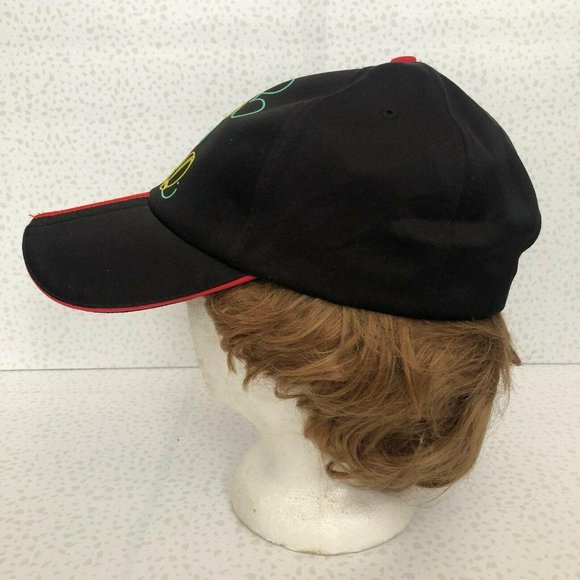 Vintage 90s Disney Parks Mickey Mouse Neon Lights Outline Black Snapback BallCap - Picture 3 of 5